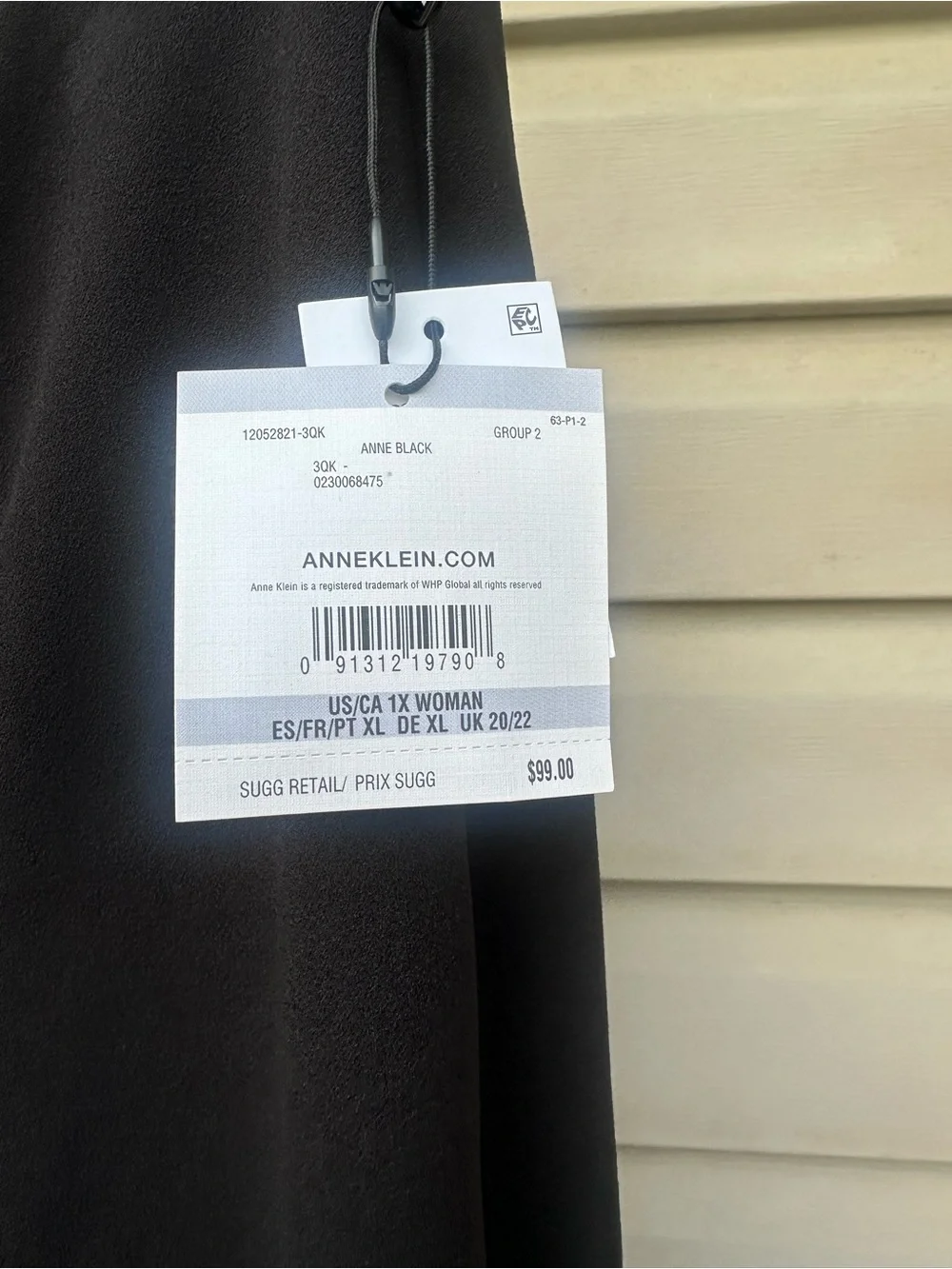 NWT! Anne Klein Pull-On, Wide Crop, Plus-Size 1X Black Dress Pants Trousers